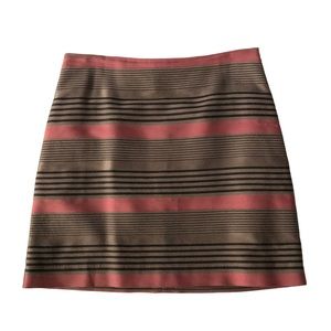 Loft Outlet Brown and Coral Striped Skirt